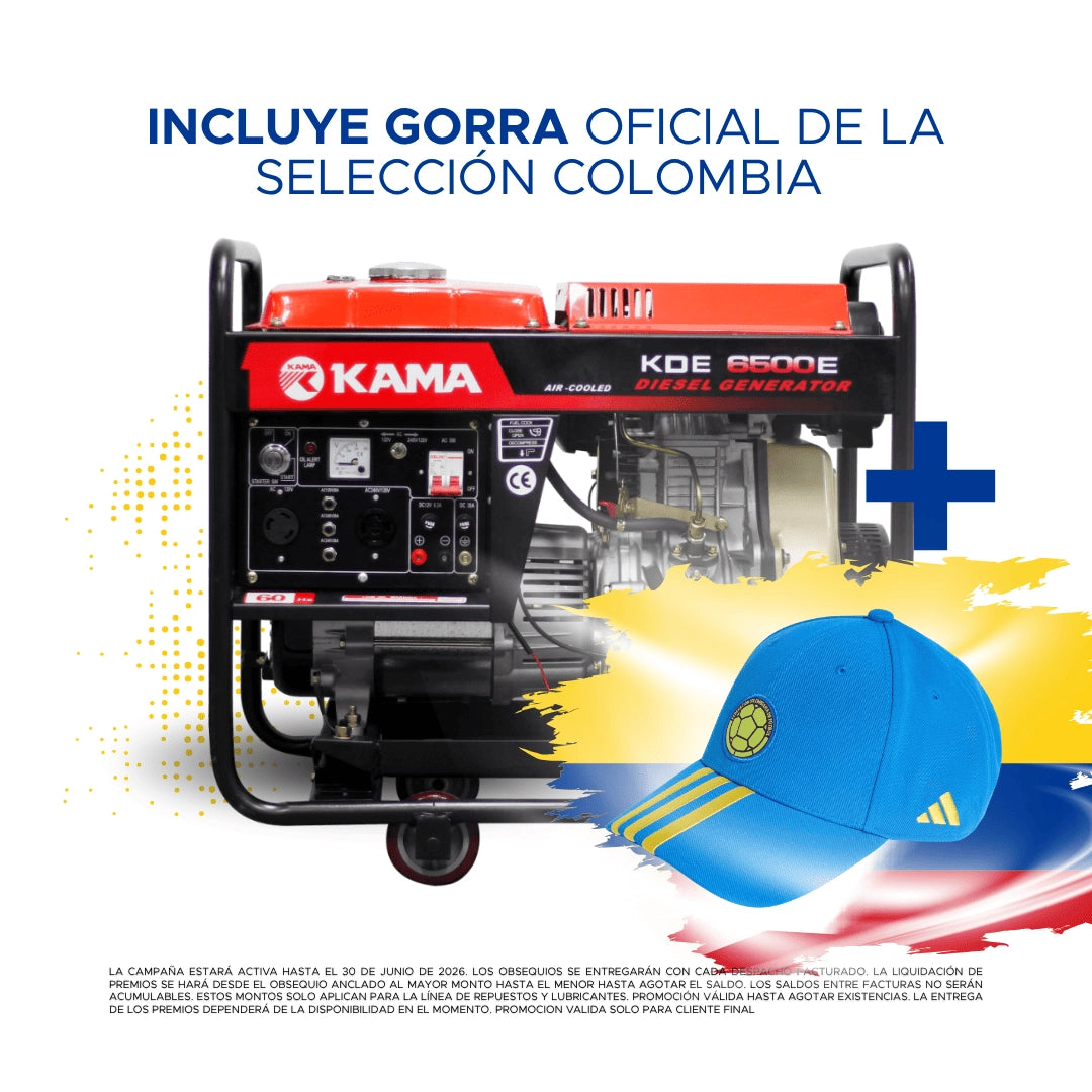 GENERADOR DIÉSEL KAMA 5,5kVA MON(120/240Vac60hz)3600rpm AB. ALT. MA