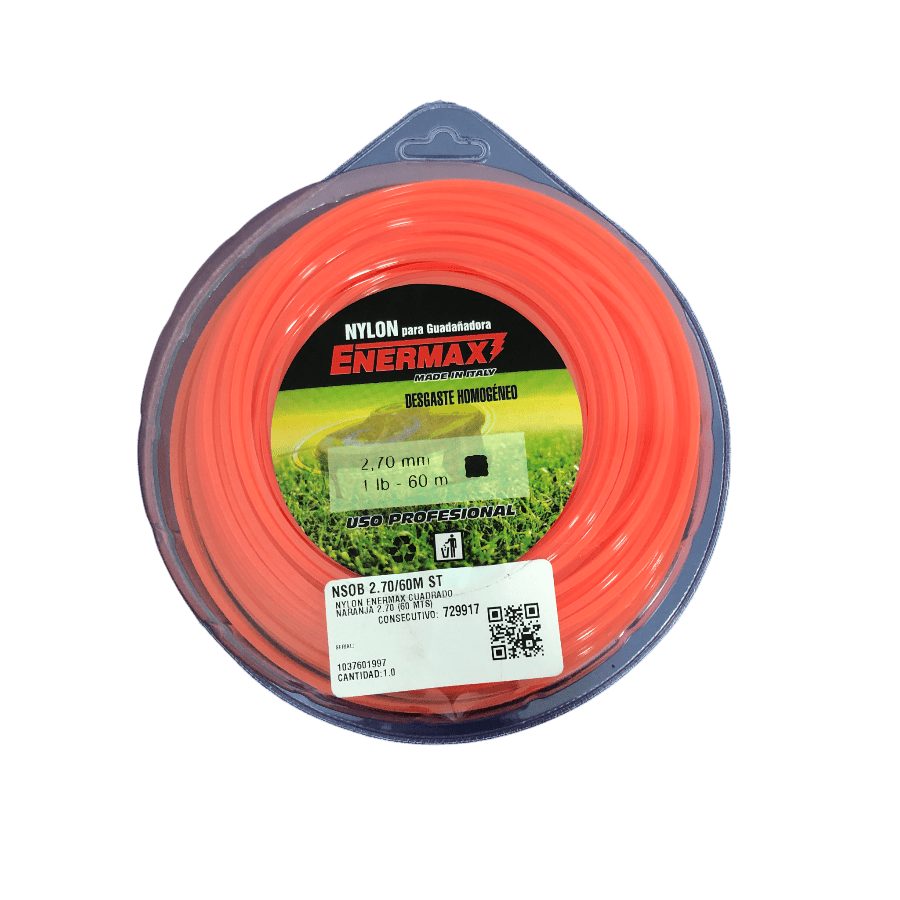 NYLON ENERMAX CUADRADO NARANJA 2.70 (60 MTS) BLISTER