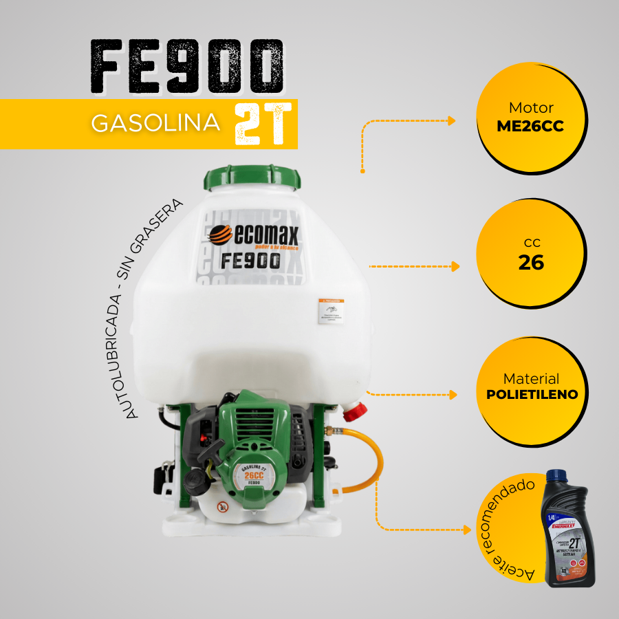FUMIGADORA ESPALDA ECOMAX 26CC MOTOR 2T