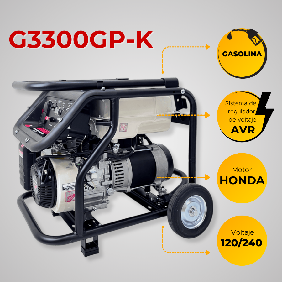 GENERADOR GASOLINA ENERMAX 3,2kVA MON(120/240Vac60hz)3600rpm AB. ALT. EN