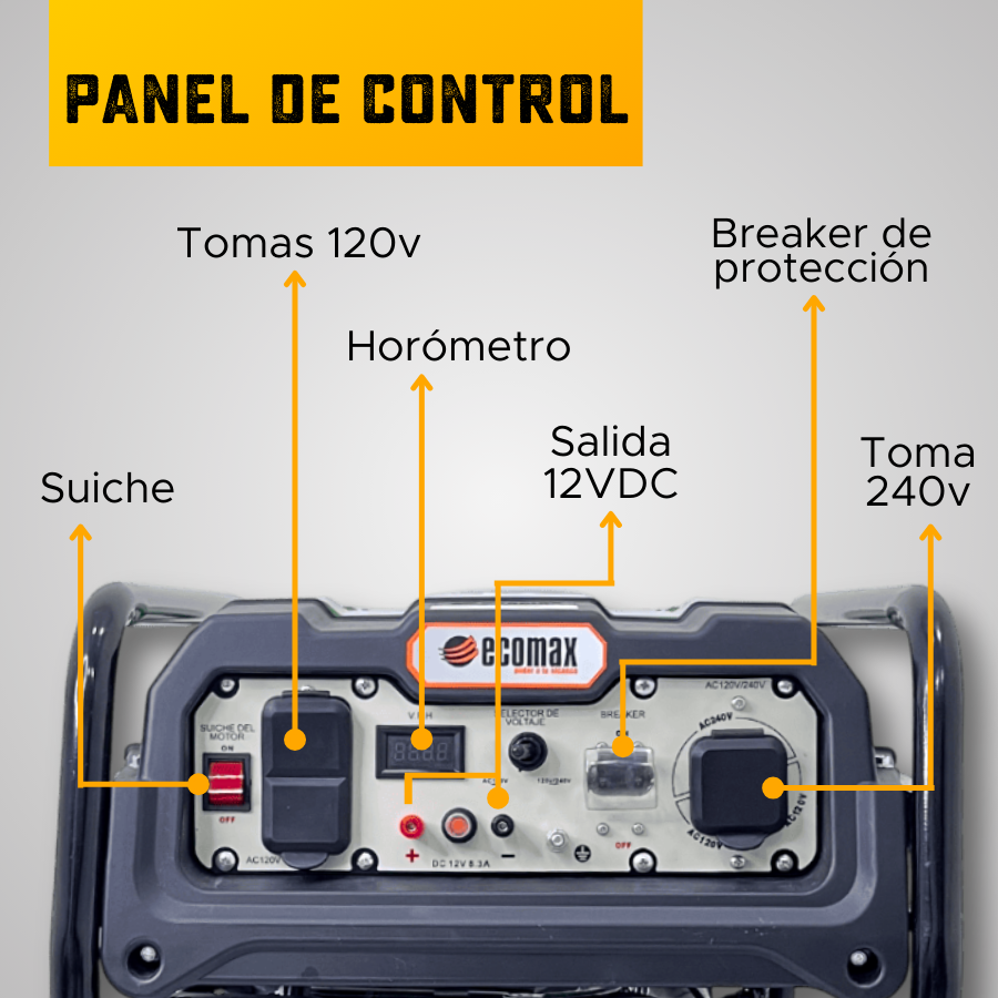 GENERADOR GASOLINA ENERMAX 3,2kVA MON(120/240Vac60hz)3600rpm AB. ALT. EN
