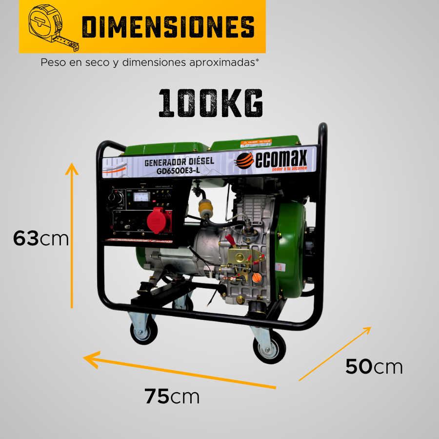 GENERADOR DIÉSEL ECOMAX 6.5kVA TRI(127/220Vac60hz)3600rpm AB. ALT. EC