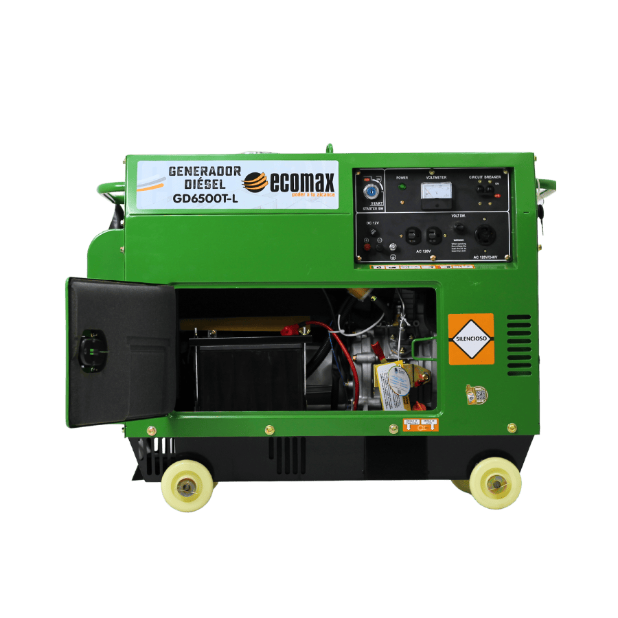 GENERADOR DIÉSEL ECOMAX 6.5kVA MON Arr Elec(120/240Vac60hz)3600rpm CAB.ALT.EC