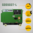 GENERADOR DIÉSEL ECOMAX 6.5kVA MON Arr Elec(120/240Vac60hz)3600rpm CAB.ALT.EC