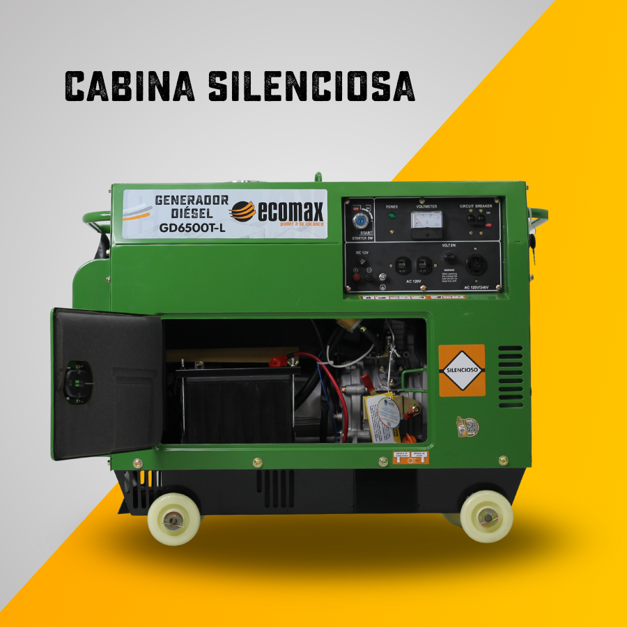 GENERADOR DIÉSEL ECOMAX 6.5kVA MON Arr Elec(120/240Vac60hz)3600rpm CAB.ALT.EC