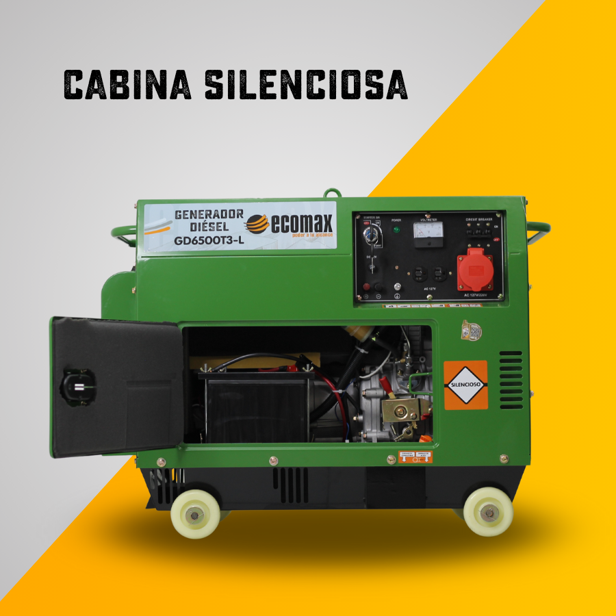 GENERADOR DIÉSEL ECOMAX 6.5kVA TRI Arr Elec(127/220Vac60hz)3600rpm CAB.ALT.EC