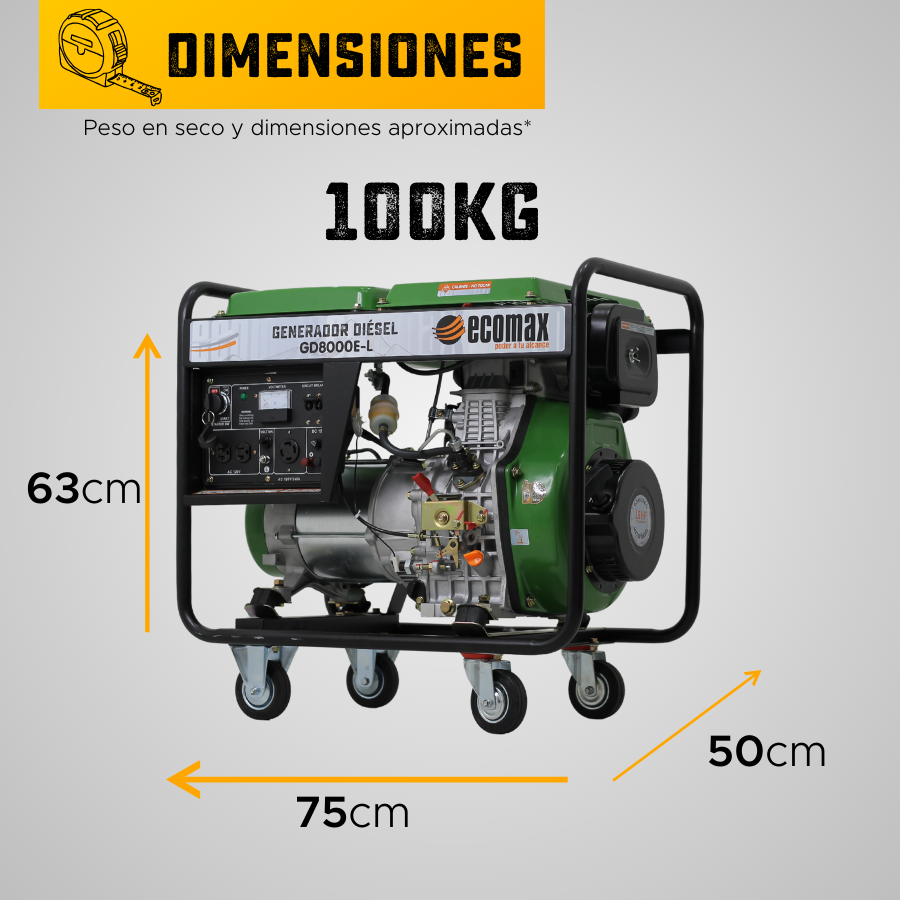 GENERADOR DIÉSEL ECOMAX 7.8kVA MON Arr Elec(120/240Vac60hz)3600rpm AB.ALT.EC