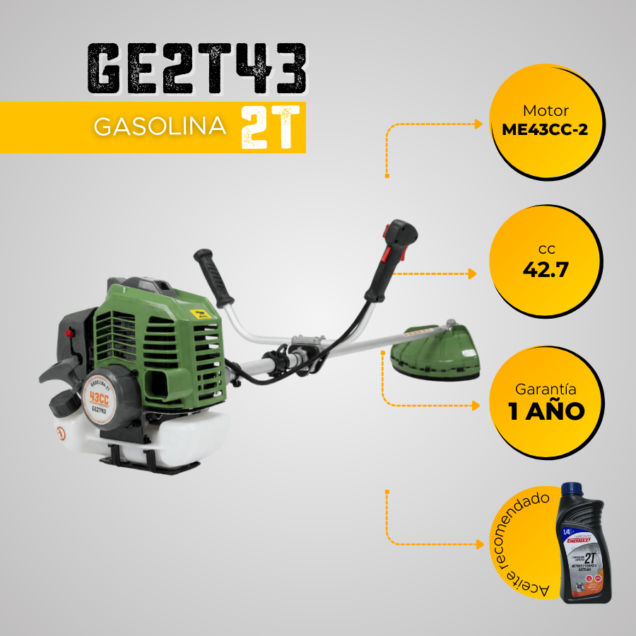 GUADAÑADORA GASOLINA ECOMAX 2T -43CC - 28mm.