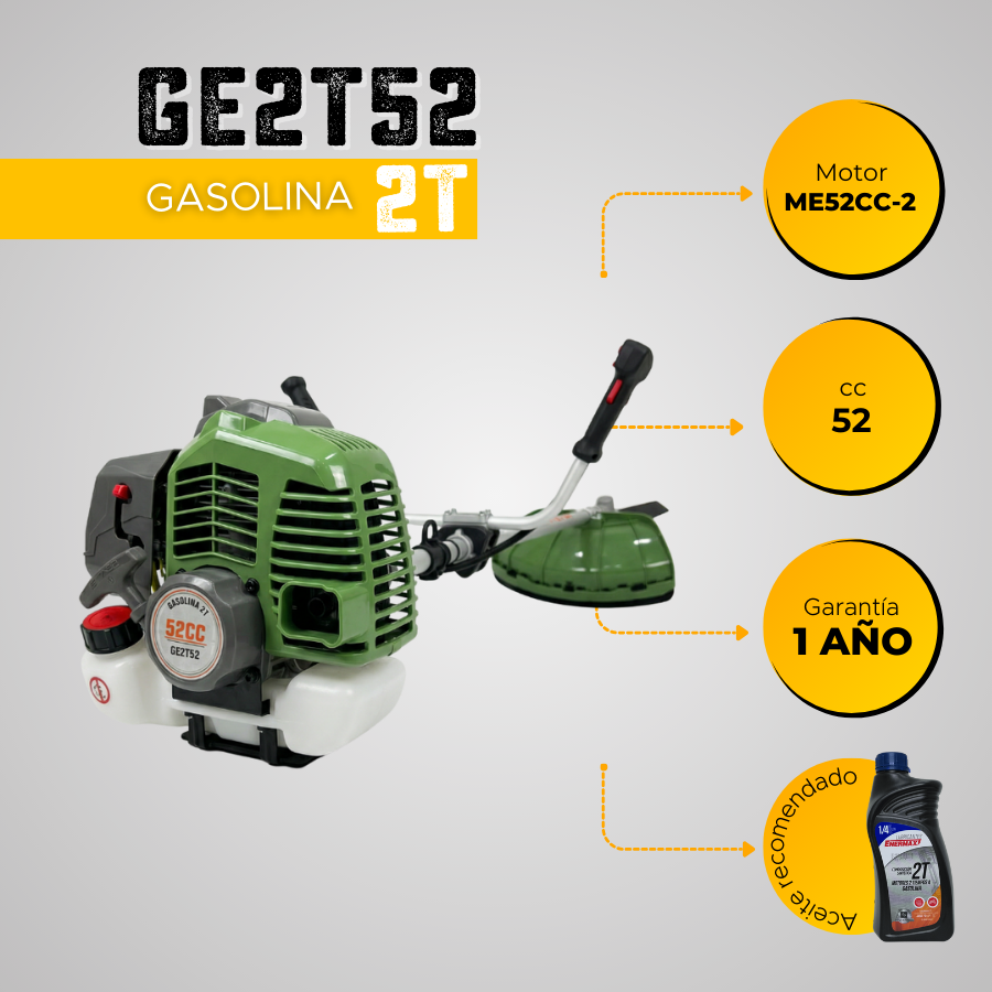 GUADAÑADORA GASOLINA ECOMAX 2T -52CC - 28mm