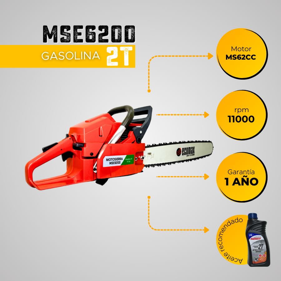 MOTOSIERRA ECOMAX GASOLINA 61.5CC 2T