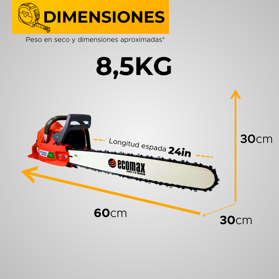 MOTOSIERRA ECOMAX GASOLINA 61.5CC 2T