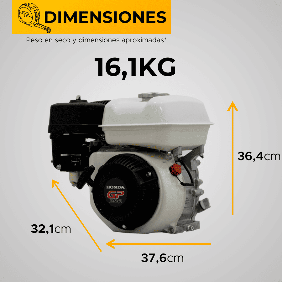MOTOR GASOLINA HONDA GP (6.5HP-4.9KW) 3600RPM EJE 3/4` CUÑA ARRANQUE MANUAL