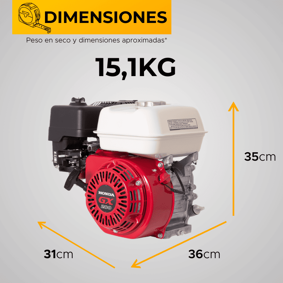 MOTOR GASOLINA HONDA (6.5HP-4.9KW) 1800RPM CUÑA ARRANQUE MANUAL