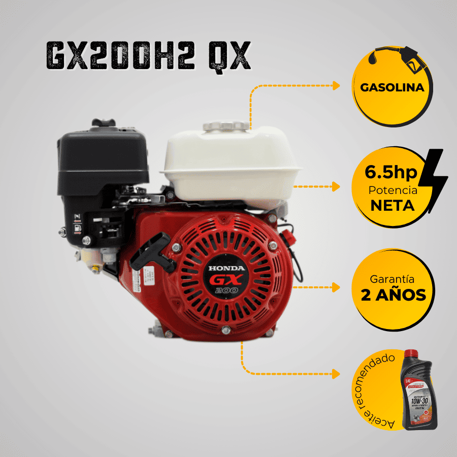 MOTOR GASOLINA HONDA (6.5HP-4.9KW) 3600RPM CUÑA ARRANQUE MANUAL ALARMA ACEIT