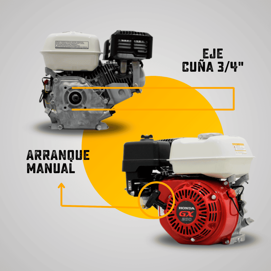 MOTOR GASOLINA HONDA (6.5HP-4.9KW) 3600RPM CUÑA ARRANQUE MANUAL ALARMA ACEIT