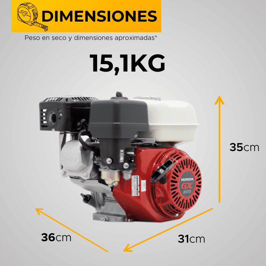 MOTOR GASOLINA HONDA (6.5HP-4.9KW) 3600RPM CUÑA ARRANQUE MANUAL ALARMA ACEIT