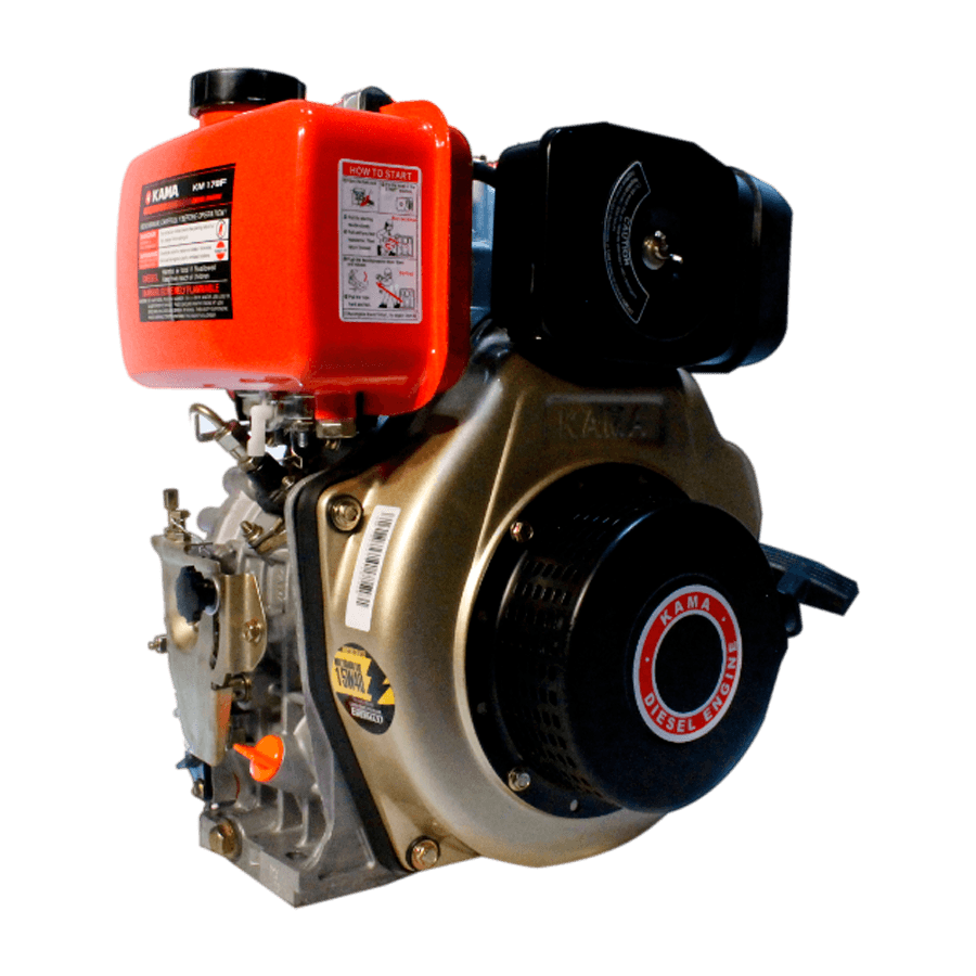 MOTOR DIESEL KAMA (6.1HP-4.6KW) 1800RPM CUÑA EJE 25mm CUÑA ARRANQUE MANUAL.