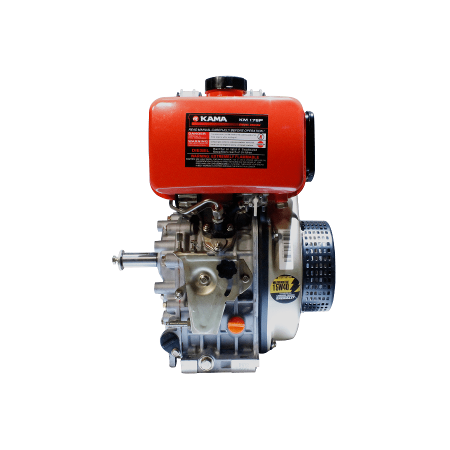 MOTOR DIESEL KAMA (6.1HP-4.6KW) 1800RPM CUÑA EJE 25mm CUÑA ARRANQUE MANUAL.