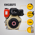 MOTOR DIESEL KAMA (9.5HP-7.1KW) 1800RPM CUÑA EJE 30mm ARRANQUE MANUAL.