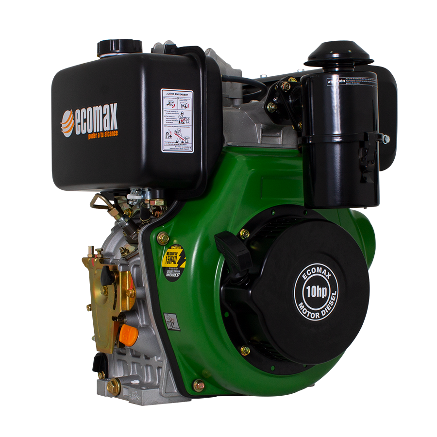 MOTOR DIESEL ECOMAX 10HP 3600RPM CUÑA-ROSCA EJE 1` ARRANQ MANUAL FILTRO ACEITE