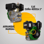 MOTOR DIESEL ECOMAX 10HP 3600RPM CUÑA-ROSCA EJE 1` ARRANQ MANUAL FILTRO ACEITE