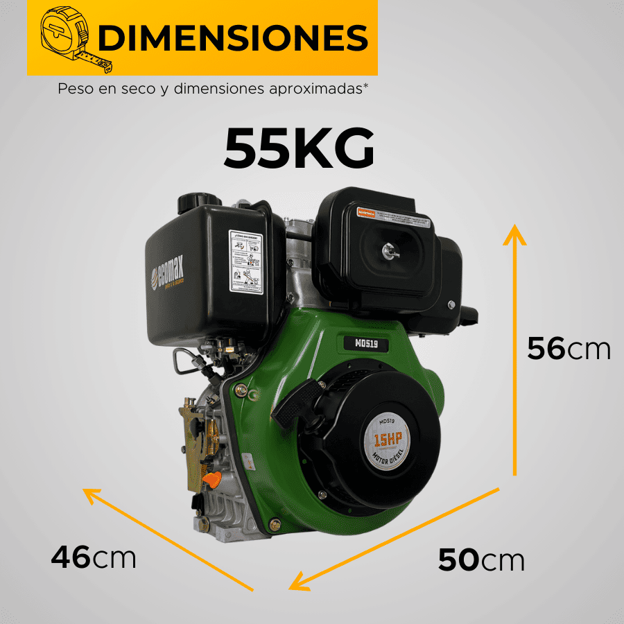 MOTOR DIESEL ECOMAX 15HP 3600RPM ROSCA EJE 1` ARRANQ MANUAL