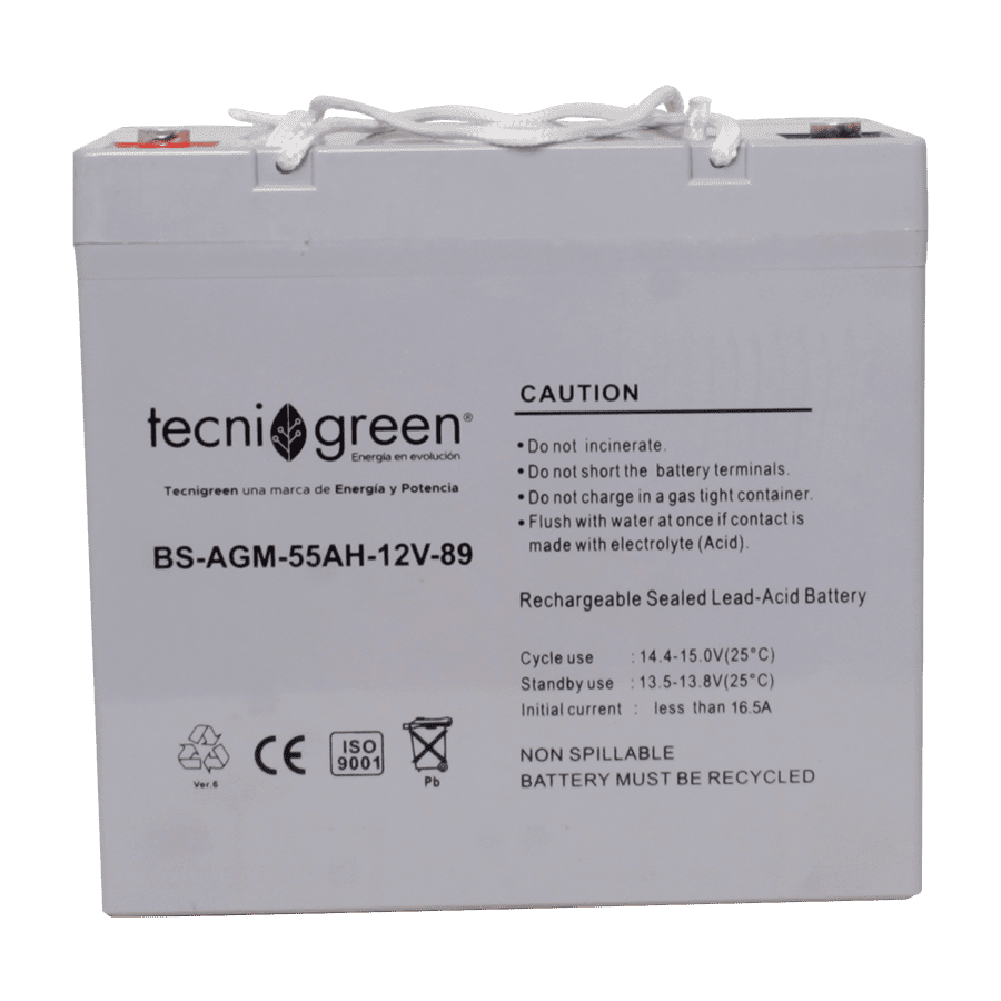 Batería sistemas solares Tecnigreen BS-AGM-55AH-12V-89 Batería sistemas solares Tecnigreen BS-AGM-55AH-12V-89