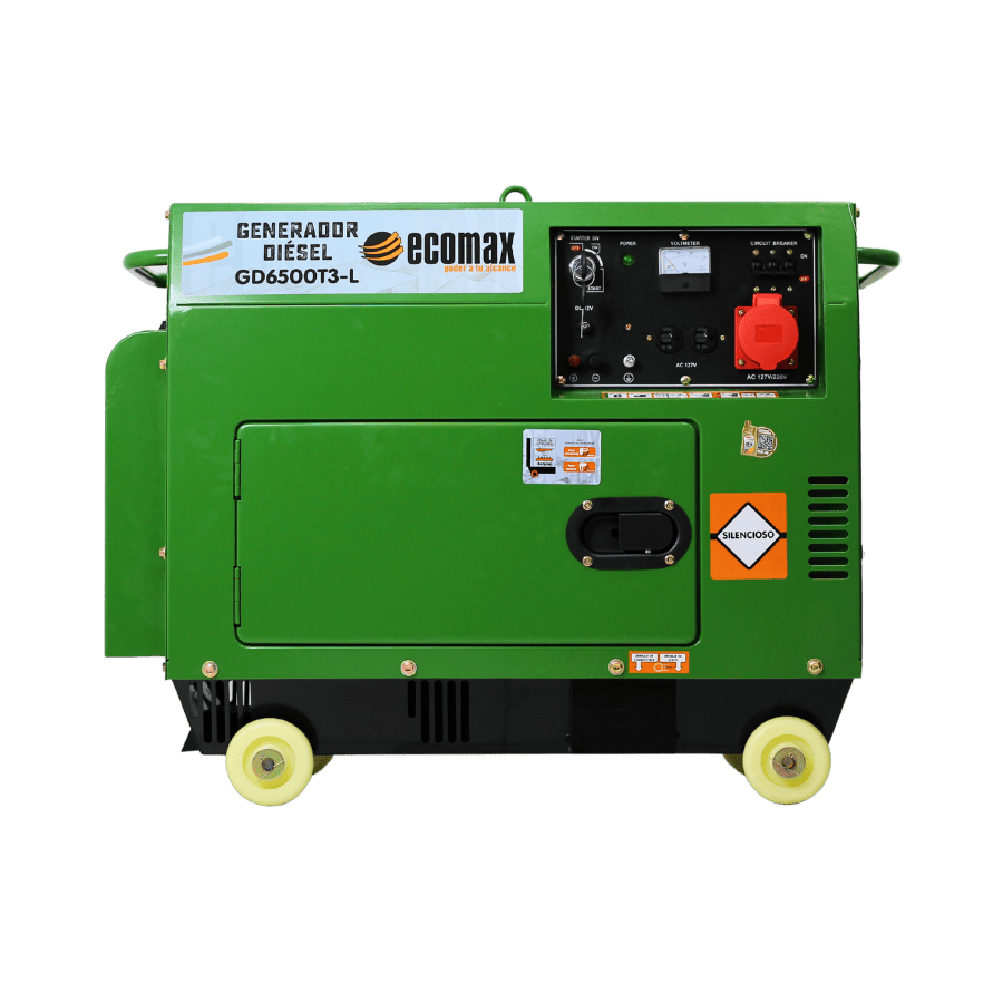 Generador eléctrico diésel 8kVA GD8000E Ecomax Generador eléctrico diésel de 8kVA con arranque eléctrico GD8000E marca Ecomax